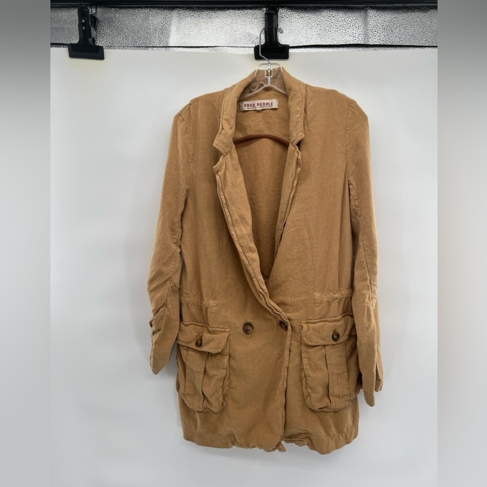 Free People Charley blazer brown jacket button front long sleeve size M - Picture 2 of 12